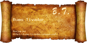 Bums Tivadar névjegykártya